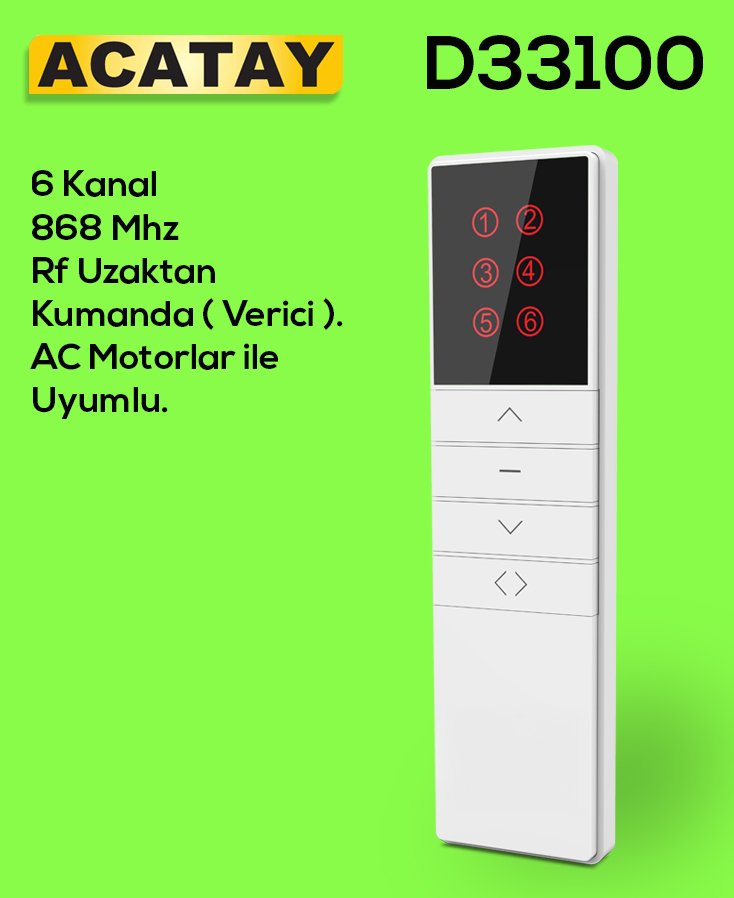 ACATAY D33100 Beyaz 6 Kanallı RF Uzaktan Kumanda