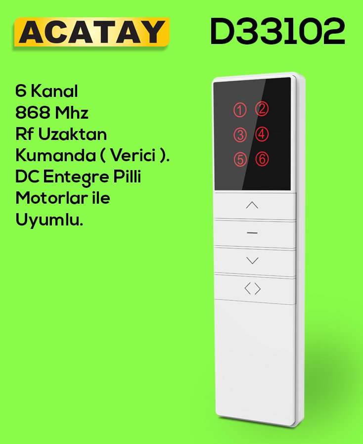 ACATAY D33102 Beyaz 6 Kanallı RF Uzaktan Kumanda - DC Entegre Pilli Motorlarla Uyumlu